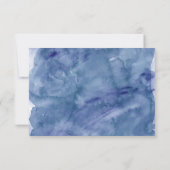 青い水彩画のウェディングレセプション 招待状 (裏面)