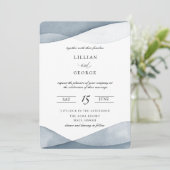 青い水彩画のウェディング招待状 招待状 (スタンド正面)