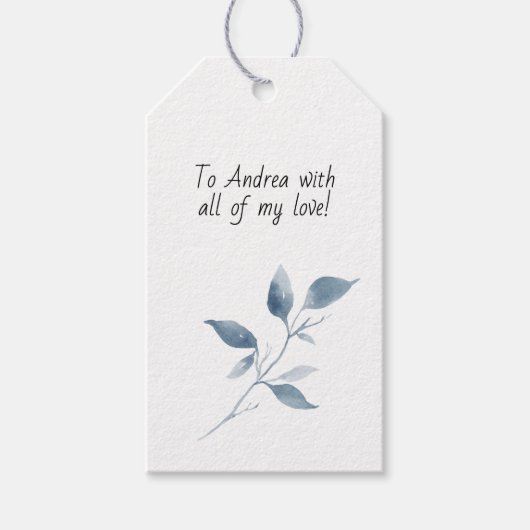 青い水彩画のオリジナルギフトタグ ギフトタグ (正面)