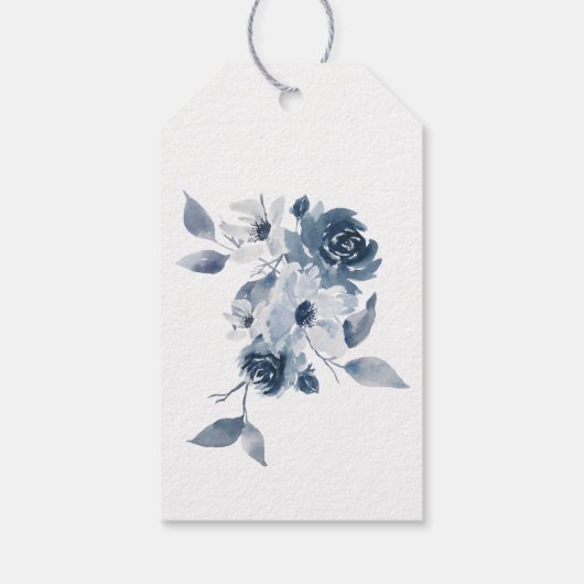 青い水彩画のオリジナルギフトタグ ギフトタグ (裏面)