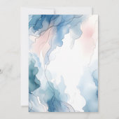 青い水彩画のカスタム写真ベビーシャワー スクリプト 招待状 (裏面)