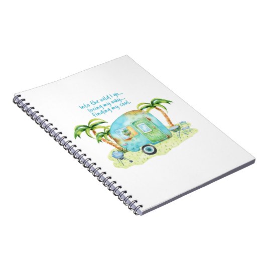 青い水彩画のキャンピングカーのキャラバン-私の精神を見つけること ノートブック (右側)