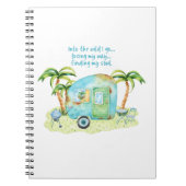 青い水彩画のキャンピングカーのキャラバン-私の精神を見つけること ノートブック (正面)