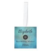 青い水彩画のクリスマスの休日のサイコロBunco キューブオーナメント (正面)