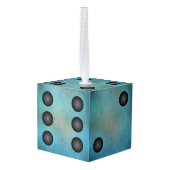 青い水彩画のクリスマスの休日のサイコロBunco キューブオーナメント (裏面アングル)