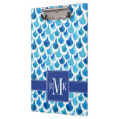 青い水彩画のスケールパターン クリップボード (左)