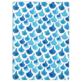 青い水彩画のスケールパターン クリップボード (裏面)