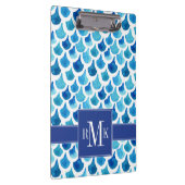 青い水彩画のスケールパターン クリップボード (右)