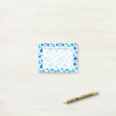 青い水彩画のスケールパターン ポストイット (デスク上)