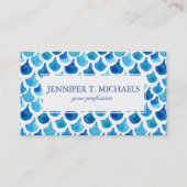 青い水彩画のスケールパターン 名刺 (正面)