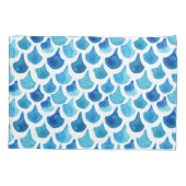 青い水彩画のスケールパターン 枕カバー (裏面-左)