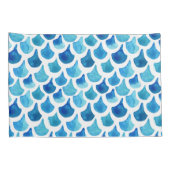 青い水彩画のスケールパターン 枕カバー (裏面-右)