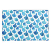 青い水彩画のスケールパターン 枕カバー (正面右)