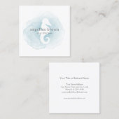 青い水彩画のタツノオトシゴの名刺 スクエア名刺 (正面/裏面)