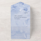 青い水彩画のバラ オールインワン招待状 (外側)