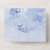 青い水彩画のバラ オールインワン招待状 (裏面)