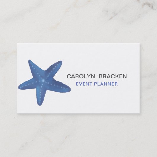 青い水彩画のヒトデの海|は縞で飾ります 名刺 (正面)