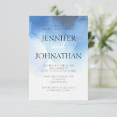 青い水彩画のビーチのリハーサルの夕食の招待状 招待状 (スタンド正面)