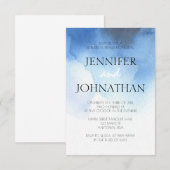 青い水彩画のビーチのリハーサルの夕食の招待状 招待状 (正面/裏面)
