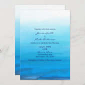 青い水彩画のビーチトロピカルウェディング招待状 招待状 (正面/裏面)