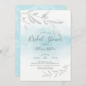 青い水彩画のブライダルシャワーの招待状 招待状 (正面/裏面)
