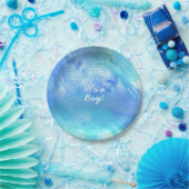 青い水彩画のペンキのベビーシャワーまたはパーティーのプレート ペーパープレート (パーティー)