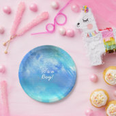 青い水彩画のペンキのベビーシャワーまたはパーティーのプレート ペーパープレート (パーティー)