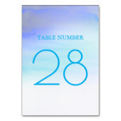 青い水彩画のモダンでエレガントなテーブル数カード テーブルナンバー (裏面)