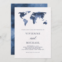青い水彩画の世界地図 | 結婚式