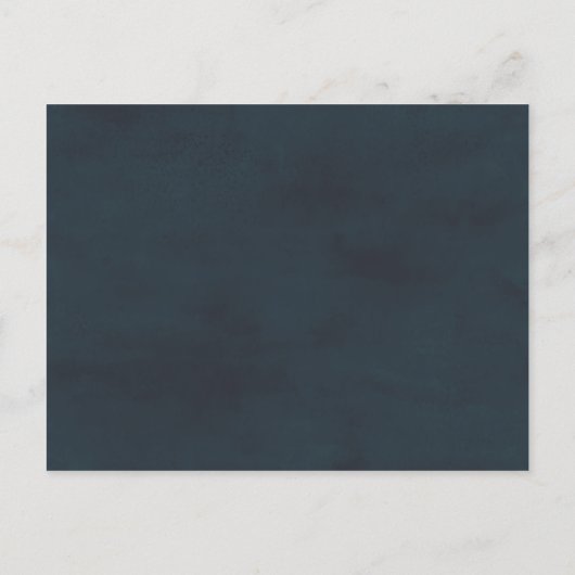 青い水彩画の冬の森林森林結婚式 インビテーションポストカード (裏面)