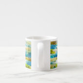 青い水彩画の抽象的な緑 エスプレッソカップ (裏面)