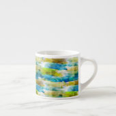 青い水彩画の抽象的な緑 エスプレッソカップ (右)