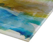 青い水彩画の抽象的な緑 カッティングボード (角)