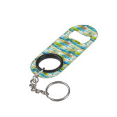青い水彩画の抽象的な緑 キーホルダー栓抜き (裏面アングル)