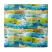 青い水彩画の抽象的な緑 タイル (正面)