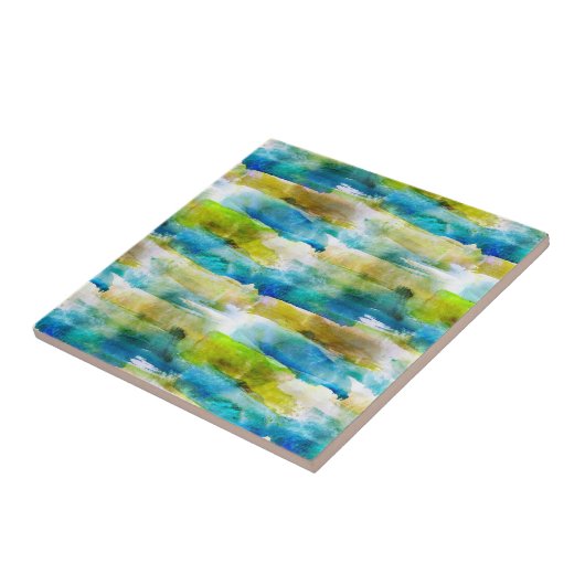 青い水彩画の抽象的な緑 タイル (側面)