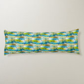 青い水彩画の抽象的な緑 ボディピロー (裏面)