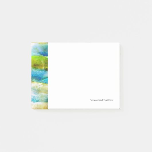 青い水彩画の抽象的な緑 ポストイット (正面)