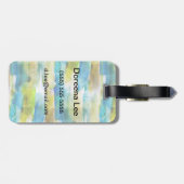 青い水彩画の抽象的な緑 ラゲッジタグ (裏面横)