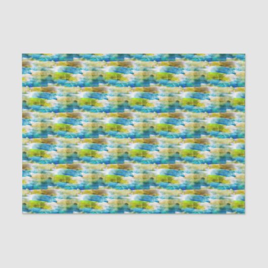 青い水彩画の抽象的な緑 薄葉紙 (正面)