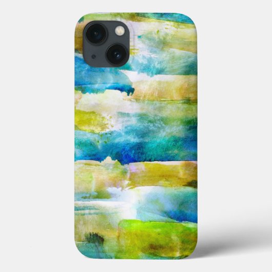 青い水彩画の抽象的な緑 Case-Mate iPhoneケース (裏面)