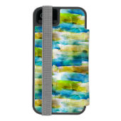 青い水彩画の抽象的な緑 INCIPIO iPhoneウォレットケース (フォリオ裏面)