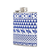 青い水彩画の抽象芸術のアステカな種族のプリントPattrn フラスク (左)