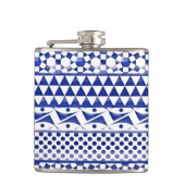 青い水彩画の抽象芸術のアステカな種族のプリントPattrn フラスク (正面)
