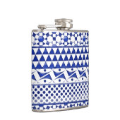 青い水彩画の抽象芸術のアステカな種族のプリントPattrn フラスク (右)