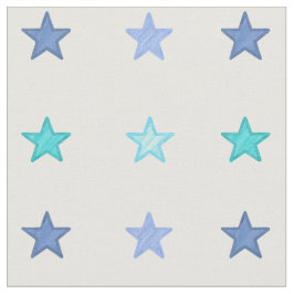 青い水彩画の星 ファブリック