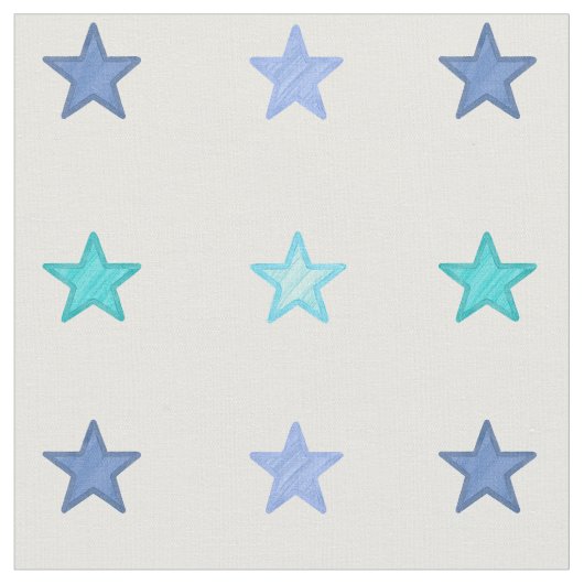 青い水彩画の星 ファブリック (クローズアップ)