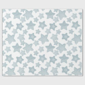青い水彩画の星 ラッピングペーパー (フラット)