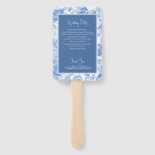 青い水彩画の植物の花のウェディングプログラム ハンドファン (裏面)