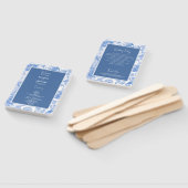 青い水彩画の植物の花のウェディングプログラム ハンドファン (組立なし)